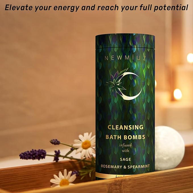 Sage Bath Bombs Spiritual Bath Energy Clearing Protection Shielding Smokeless Smudging Sage Rosemary and Spearmint Relaxation Stress Relief Spa Gift