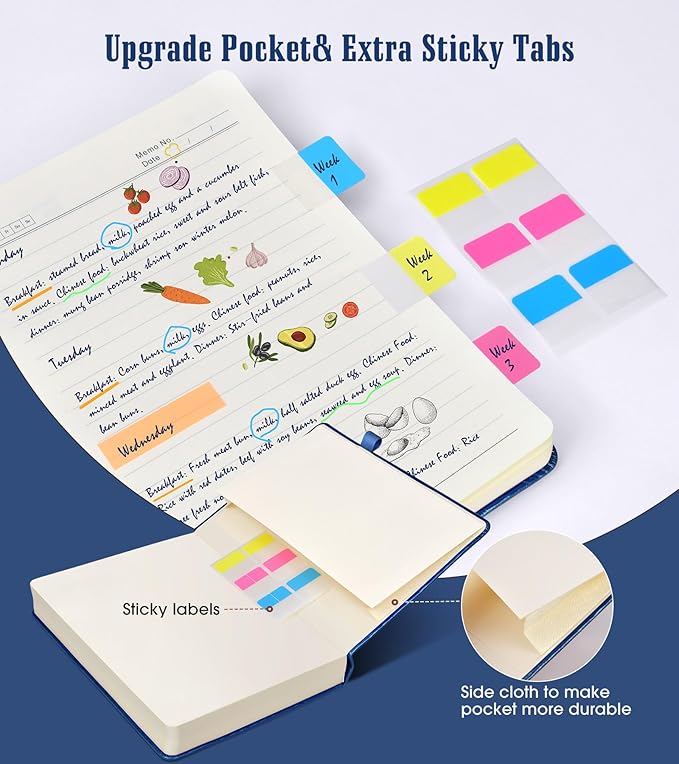 Lined Journal Notebook, 365 Pages B5 Large Journals for Writing Ruled Notebook, Hardcover Leather Journal for Women Men, Daily Notebook for Work, Note Taking, 100Gsm Thick Paper (7.6'' X 10''Darkblue)