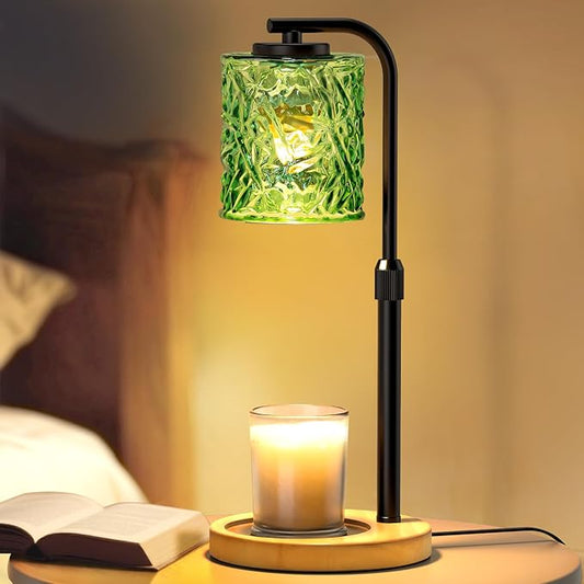 Candle Warmer Lamp with Timer and Dimmer Dimmable Candle Lamp with Glass Lampshade Candle Warmer with Adjustable Height Wax Melt Warmer for Women Home Decor, 2 Bulbs Included