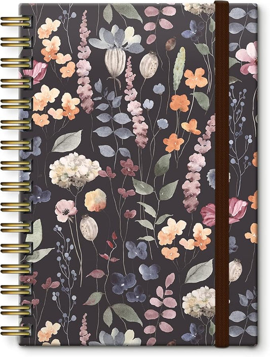 Cute Spiral Notebook, Journal for Women, Hardcover Spiral Journal, 5.5 x 8.3 Inches, 120 Pages,100gsm Paper, for Gifts Nurse Teacher Women Office Supplies(Watercolor Flower)