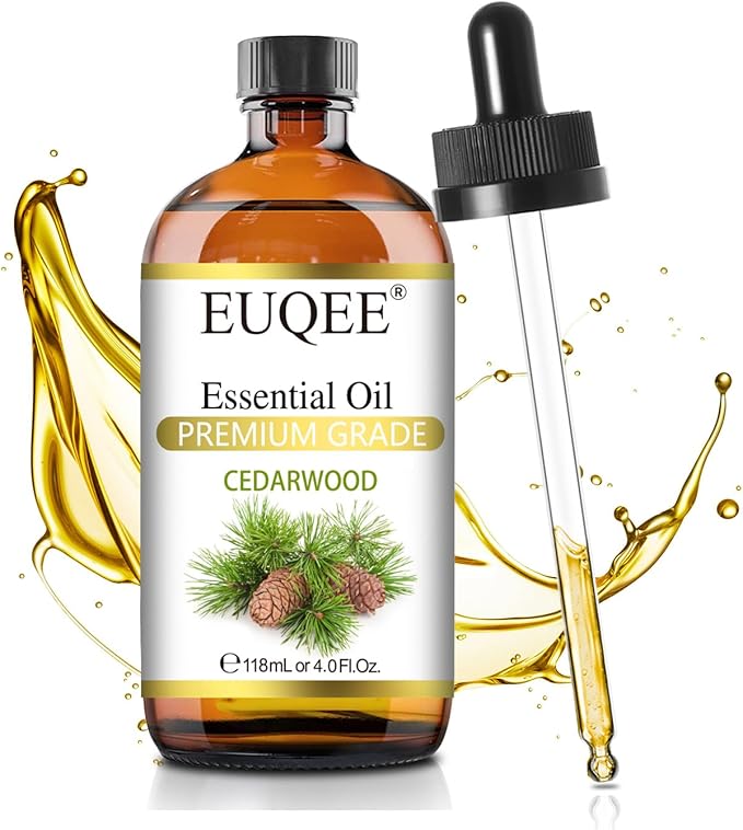EUQEE Cedarwood Essential Oil 118mL Pure Cedarwood Oil Premium Essential Oil for Diffuser, Humidifier - with Glass Dropper (4fl.oz)