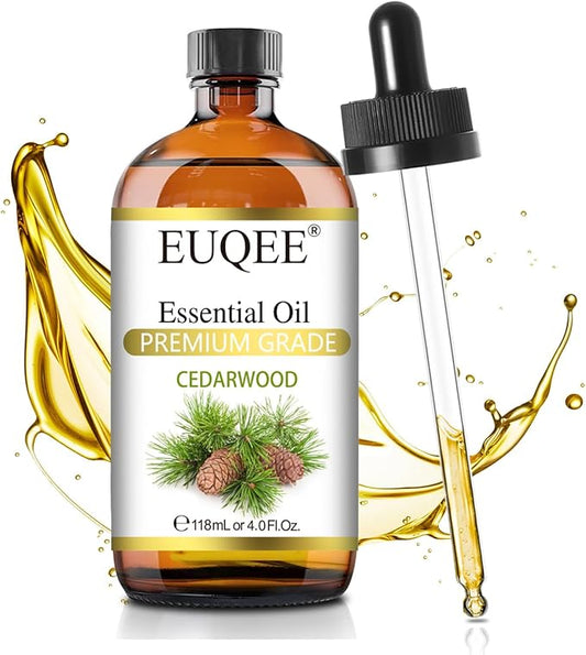 EUQEE Cedarwood Essential Oil 118mL Pure Cedarwood Oil Premium Essential Oil for Diffuser, Humidifier - with Glass Dropper (4fl.oz)