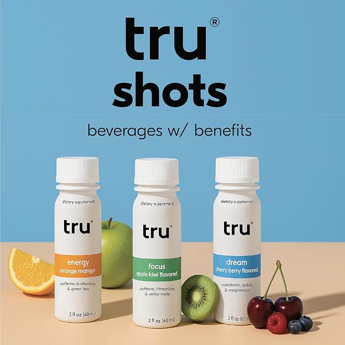 Tru Dream Shot, Extra Strength Sleep Supplement with Melatonin, GABA, Chamomile & Magnesium, Cherry Berry Flavored Wellness Drink, Gluten Free, Vegan, Caffeine & Sugar Free, 2 FL OZ Bottles, 12 Pack
