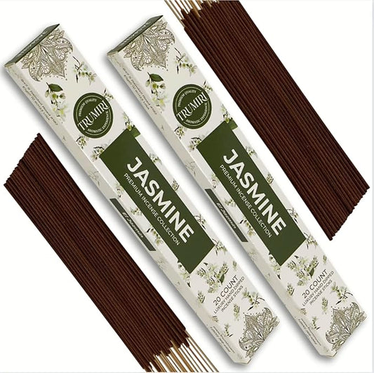 Jasmine Incense Sticks - Total 40 Insence-Sticks - Dual Pack of 20 Insense - Inciensos - Inscents - Natural Non Toxic Ingredients - Incents - Incence - Inscense - Insents