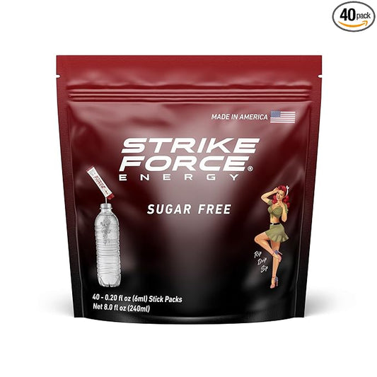 Strike Force Energy Drink Mix - Original Flavor - Natural Tasting Caffeine Drink - Turn Any Drink into a Healthy Energy Drink - Zero Calories, Keto Friendly, Sugar Free, Pre Workout (40 Liquid Packs)