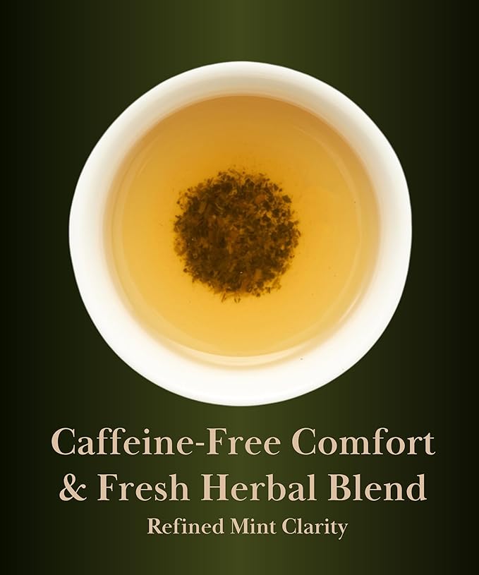 EZR Leaf Mint Herbal Tea, Caffeine Free Decaf, Pyramid Tea Bags 20 Counts 2.1 Once German Peppermint, Lemongrass, Licorice Blend for Relaxation, After-Meal, Bedtime