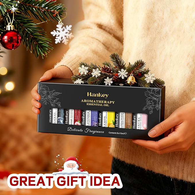 Essential Oils Set - Top 6 Blends for Diffusers, Home Care, Candle Making Scents, Fragrance, Aromatherapy, Humidifiers, Rose,Black Ice,Lavender,Lemon,Sandal Wood,Sakura (10mL)