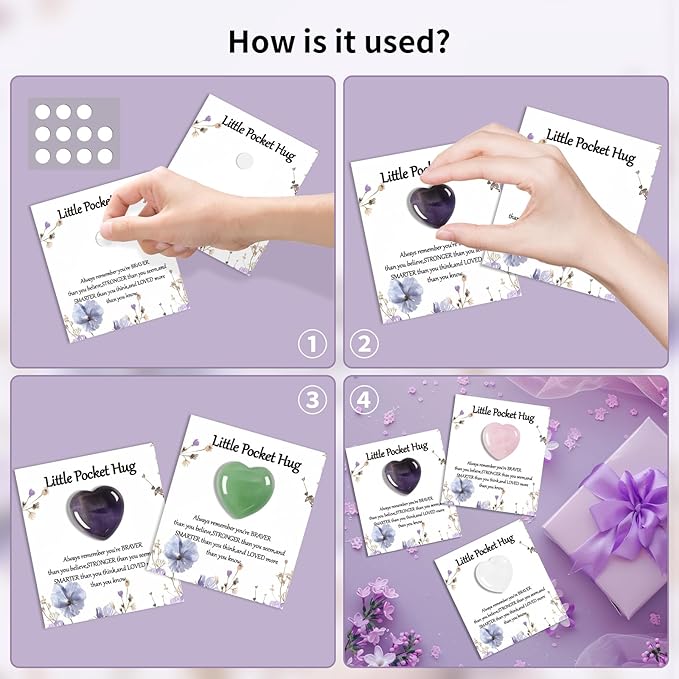 40 Sets Bulk Little Heart Rocks Worry Stones Pocket Hug Token Gift Card for Friends Funeral Celebration of Life Favors Encouragement Gifts for Women Adults Party Favors