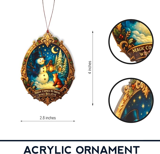 Christmas Ornament 2025 - Snowman Ornament - Snowman Ornaments for Christmas Tree - Acrylic Christmas Ornaments - Christmas Ornament 2025 - White Elephant Gifts - Xmas Tree Funny Decoration