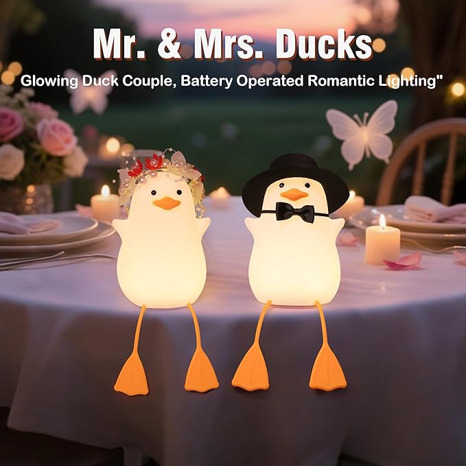 Bride Duck Night Light, Bridal Shower Gifts, Wedding Gifts for Bride/Groom with Timer & Dimmer & Rechargeable for Table Decor, Elegant Gift for Newlyweds, Anniversary, Engagement for Him Her Women Men