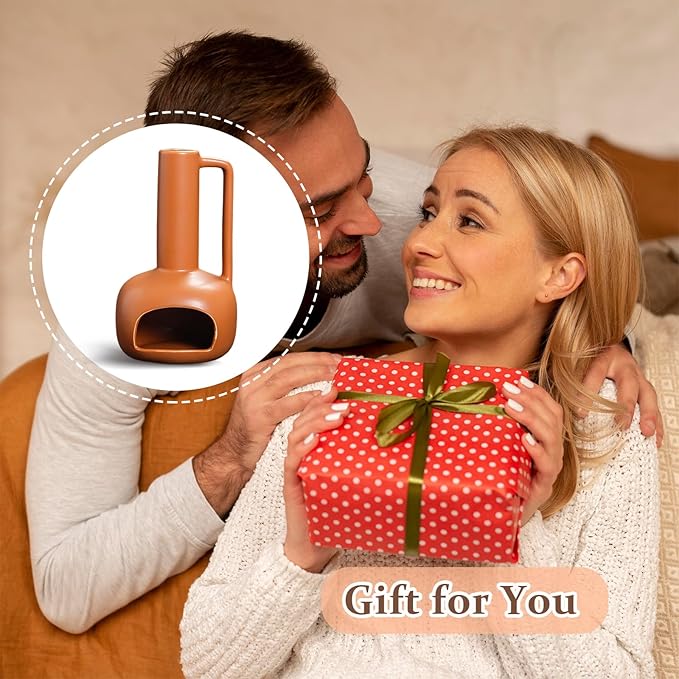 Simcat Handmade Ceramic Holder Incense Burner for Palo Santo Sticks Sage Bundles Candlestick, Suitable for Yoga Meditation Room Home Decor (Yellow)