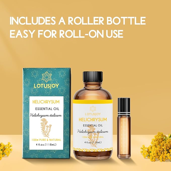 Helichrysum Essential Oil, 100% Pure Helichrysum Italicum Oil for Bruising Skin Roll On Diffuser Room Spray - 4 Oz
