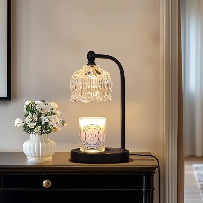 Black Candle Warmer Lamp with Timer and Dimmer,Flameless Wax Melt Warmer for Jar Candles with 2 Bulbs,House Warming Gifts,Mother's Day/Birthday/Christmas Gifts for Mom/Wife,Home Decor