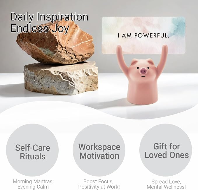 ZEARPT Affirmation Card Deck for Women, Self Care Gift, Positive Affirmation Cards with Holder, Gift for Her, Daughter, Niece, Sister, Daily Affirmations, Midlife Manifestation Gift (Pink - Pig)