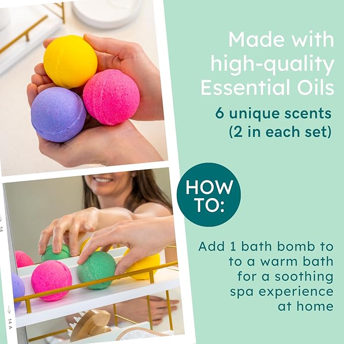 Anovina Natural Bath Bomb Gift Set for Women – Clean Luxury Bathbombs with Essential Oils – Non-Toxic Organic Bath Bombs for Relaxation – All Natural Bath Spa Gifts for Women