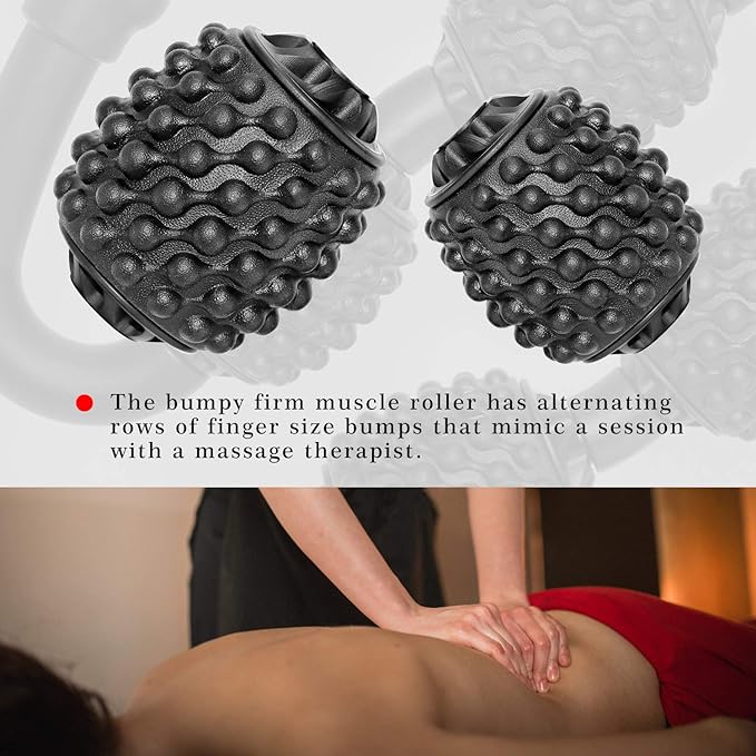 Cellulite Massage Tool Muscle Roller - Deep Fascia Massager & Dimpled Skin Remover for Legs, Thighs & Buttocks - Anti-Cellulite Roller, Smooth Skin, Pain Reliefs Black（Black - 4 Wheel）