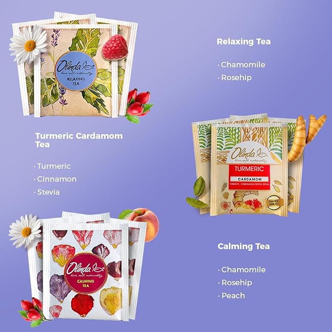Olinda Relax Tea Sampler Herbal Gift Box 45 Count Assorted Organic Wellness Tea Set 9 Calming Herbal Tea Bags Thoughtful Variety Pack for Stress Relief & Sleep Caffeine Free Birthday Gift for Women