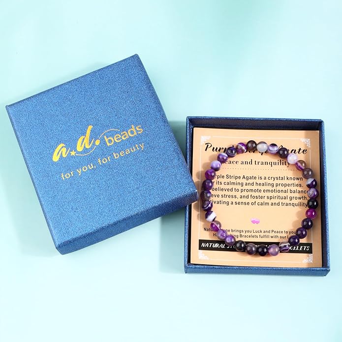 AD Beads 4mm6mm8mm10mm Handmade Bracelet - Natural Gemstone for Peace and Tranquility - Meditation, Yoga, Healing and Energy Gift for Unisex