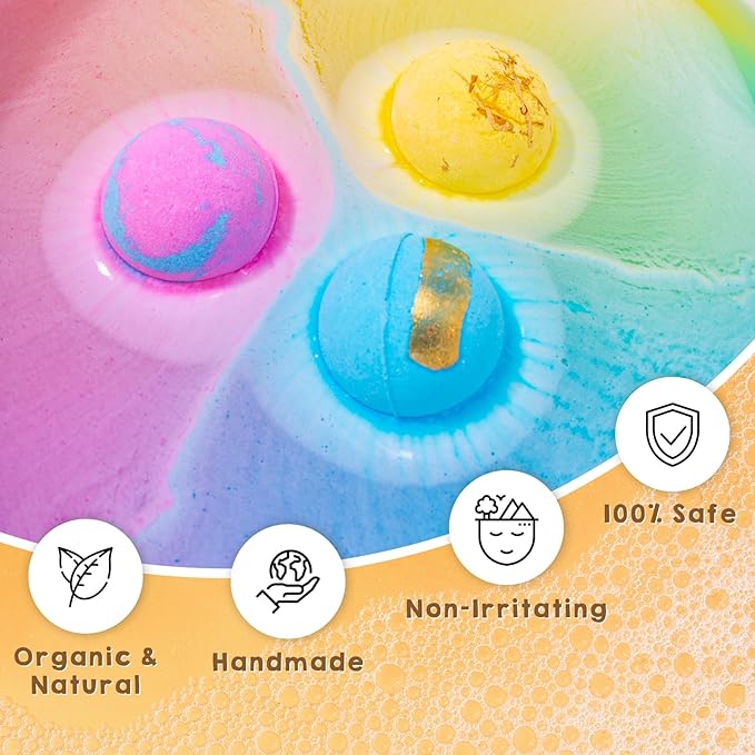 Bath Bombs for Women Gift Set, 12 Pack Handmade Bath Bombs Salt Balls, Perfect for Bubble Spa Relaxing, Moisturizing Dry Skin, Stress Relief, Birthday Valentines Gifts Idea for Men Women