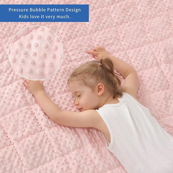 Kids Weighted Blanket Twin 5lbs (36"×48",Pink) Breathable Soft Minky Weighted Throw Blanket for All Season,Heavy Blanket with Premium Glass Beads
