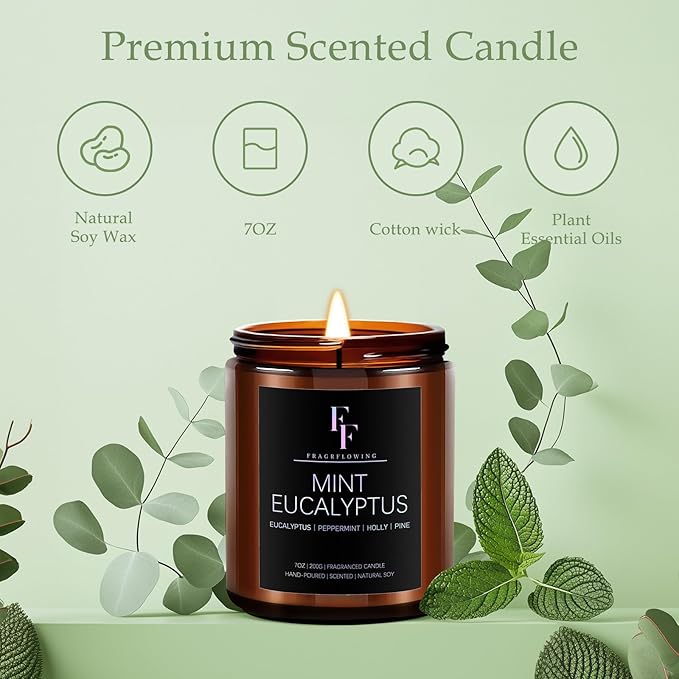 Scented Candles Set, Candles for Home Scented Soy Wax Candles, 4 Pack 28 Oz Aromatherapy Candles Gift Set for Women Men (Sage/Vanilla/Mint/Sandalwood)