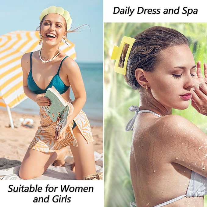 VELSCRUN Spa Headband, Makeup Face Wash Skincare Headbands, 5 Pcs Sponge Get Ready Snail Hairband Facial Wristband Hair Clip Set, Stuff for Teen Girls Women Trendy Hair Accessories Yellow