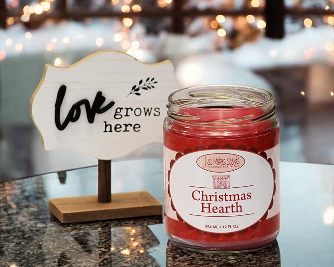 Christmas Hearth Scented Blended Soy Candle - Smoky Fireplace Fragrance - Hand Poured in USA by Just Makes Scents (12 oz)