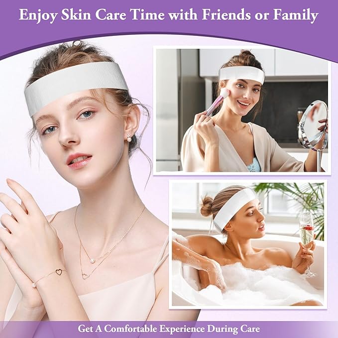 70 Pcs Disposable Spa Facial Headbands, Elastic Headband Wrap with Single Snap Tab, Soft & Flexible Facial Headbands, Stretch Spa for Women, Sport Yoga Salon Shower