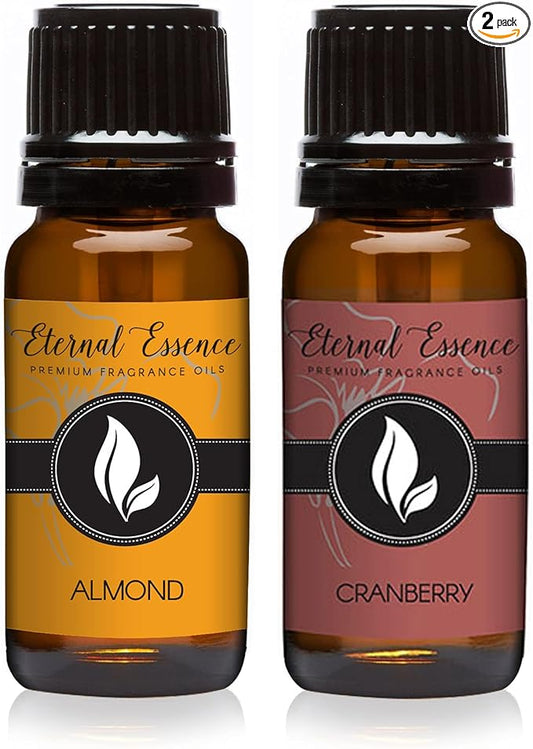 Eternal Essence Oils 2 Pack 10ml Premium Fragrance Oil - Almond & Cranberry - for Candle, Soap Making, Aromatherapy, Diffusers, Home Care, & Humidifiers