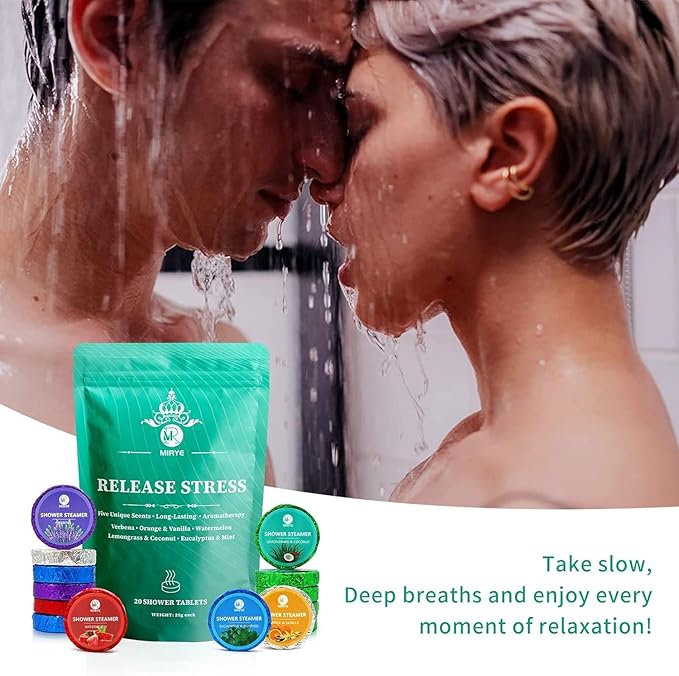 Shower Steamers Aromatherapy, 20-Pack Shower Bombs with Natural Essential Oils, Stress Relief Self Care Birthday Gifts for Women, Men, Mothers Day Gifts for Mom, Her, Travel Essentials