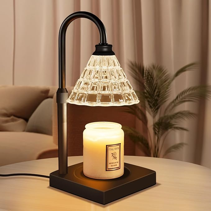 Candle Warmer Lamp with Dimmer, 2H/4H/8H Timer, Compatible with Yankee Candle Large Jar Candle, Home Decor Gift for her, Birthday Gift for mom, Home Scented Jar Candles Heater (Black)