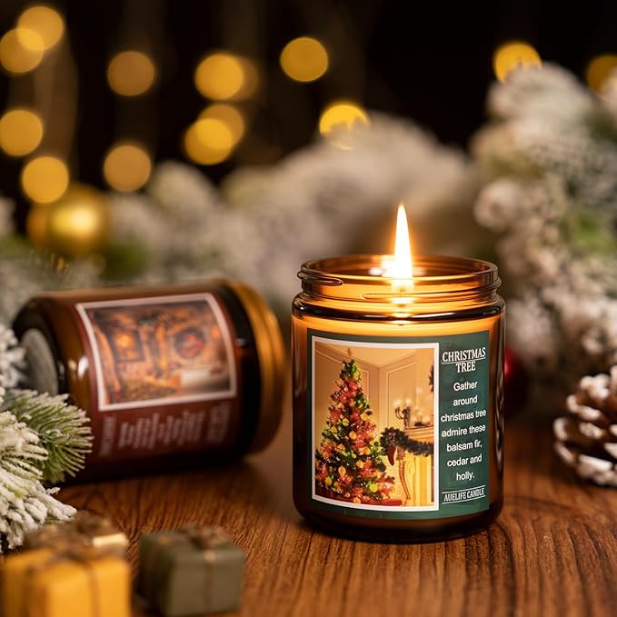 Christmas Candle Gift Set, 6 Pack Holiday Scented Soy Candles for Home, Winter Aromatherapy Candle, Xmas Gift for Women Men, Long Lasting Christmas Tree, Cookie, Spice, Garland, Eve & Wishes Fragrance