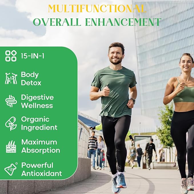 15-in-1 Detox Binder, Activated Charcoal, Zeolite & Bentonite Clay, Chlorella, 1500 MG Detox Supplement Maximum Absorbent, Liver Gut Digestive Detox Cleanse, 360 Vegan Capsules