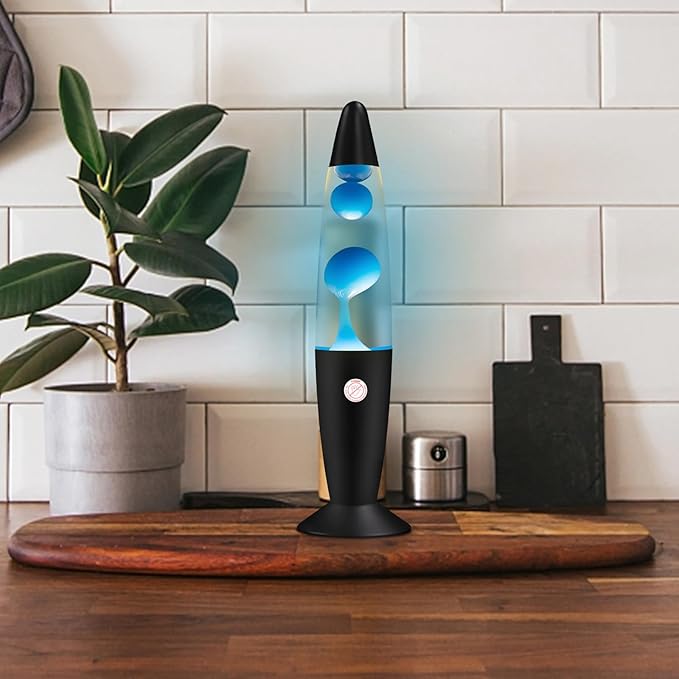 Blue Magma Lamp with Black Base Liquid Motion Lamp for Adults and Kids Charged by Cord Mood Night Night Cool Room Valentine's Thanksgiving Day Decor for Teen Girls Boys