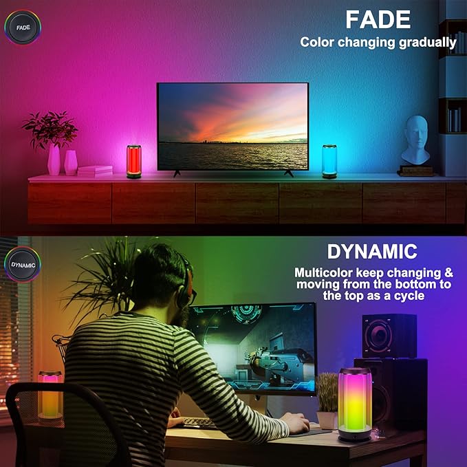 BIGMONAT Bedside Table Lamp with Remote, Color Changing Desk Lamp with Timer, Dimmable RGB Table Light for Computer Bedroom Mood Lighting, Black, 1 Pack