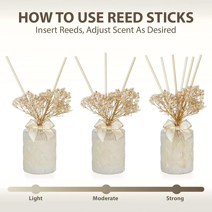 UCC Premium Reed Diffuser Set with Preserved Flower Reed Sticks, 6.76 fl oz Highly Scented Room Diffuser Home Fragrance Essential Oil Reed Diffuser for Bathroom Bedroom Home Décor Office