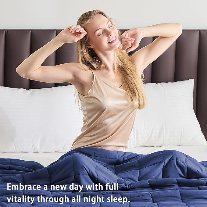 King Size Weighted Blanket for Adults (25 lbs, 80” x 87”, Navy & Blue) Cooling Heavy Blanket for Sleeping Perfect for 240-260 lbs, Breathable Blanket for Adults & Couple All Season, Machine Washable