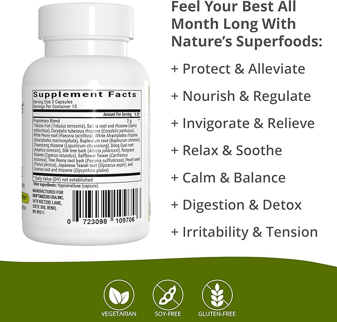 BIOptimizers - Cycle Support - Period Support Supplement for Women - Bloating and Cramping Menstrual Relief - 45 Capsules