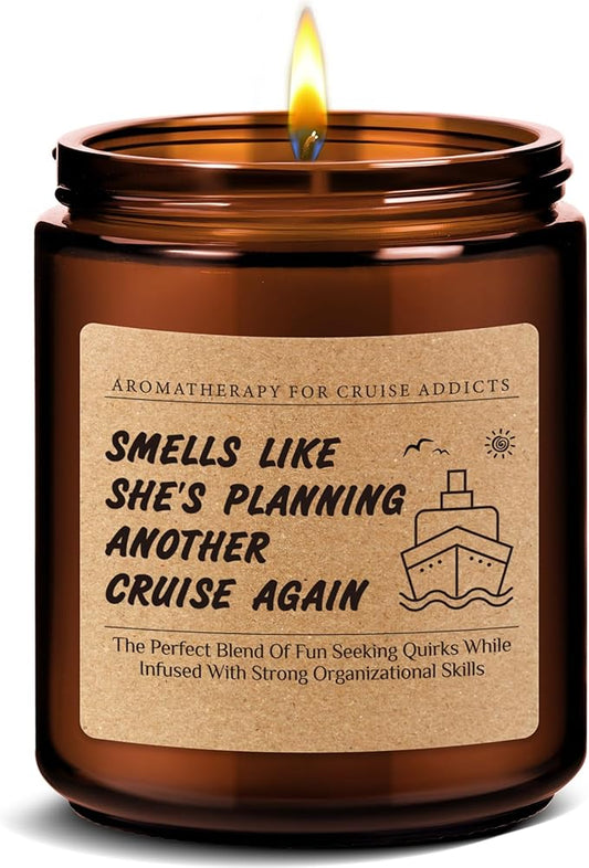 Funny Cruise Lover Travel Enthusiast Candle Gift for Women, Men - Bon Voyage Gift for Cruise Addict - Cruise Crew Appreciation, Birthday, Christmas, Retirement, Graduation Present