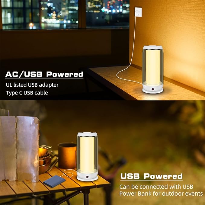 BIGMONAT Bedside Table Lamp with Remote, Multi-Colors LED Nightstand Light with Rechargeable,Timer, Dimmable Night Lighting for Bedroom, Living Room (White, 1 Pack)