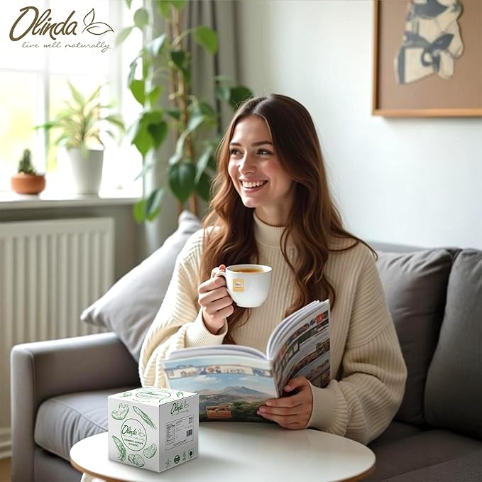 Olinda Turmeric Ginger Ginseng Herbal Tea Organic Caffeine-Free Antioxidant-Rich 100% Pure Herbal Blend 100 Tea Bags Pack Brew Hot or Iced Tea