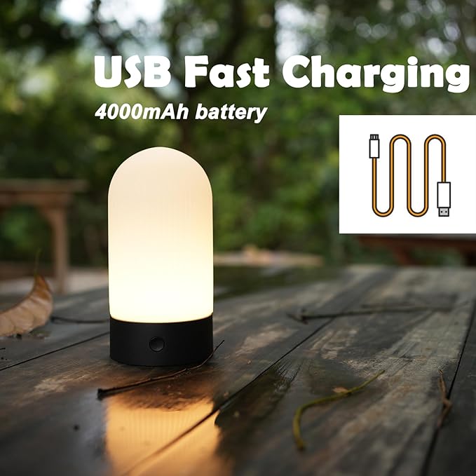 Battery Operated Shower Lamp Waterproof, Small Portable Cordless Table Lamp Rechargeable, Touch Dimmable Mood Light for Home/Patio/Dining/Outdoor (Green)