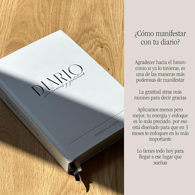 Daily Gratitude Journal & Dreams Planner Undated 2-in-1 | For Mindfulness, Purpose & Success | Includes Mirror for Affirmations & Luxury Gift Box (Spanish Edition) – Stay present while achieving your dreams - Diario de Sueños y Gratitud