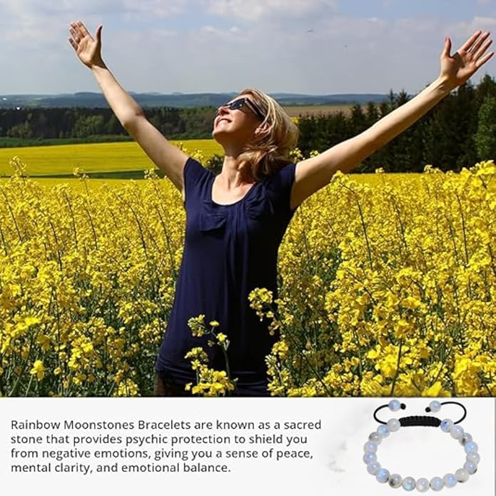 Energy Protection Crystal Handmade Adjustable Bead Bracelet Perfect for Men, Women’s Gift - Gemstone Healing Stretch Bracelet Pulsera Para Hombre Mujer Stocking Stuffer