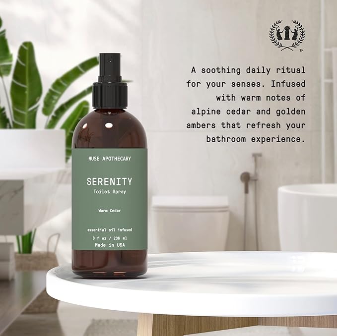 Muse Apothecary Flush Ritual - Botanical Collection - Aromatic & Refreshing Toilet Spray, Use Before You Go, Infused with Natural Aromatherapy Essential Oils - 8 oz, Warm Cedar, 2 Pack