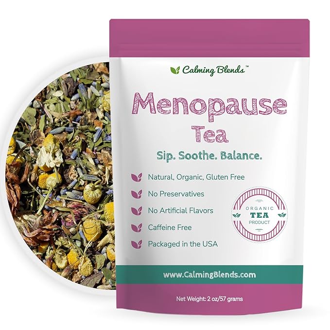 Calming Blends Menopause Tea | Gentle Support for Hot Flashes, Sleep & Mood | 36 Cups | Organic Loose-Leaf Tea