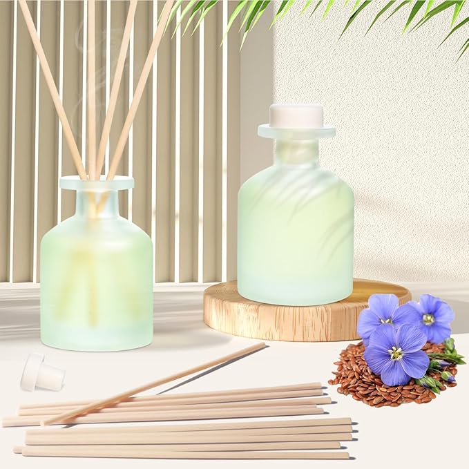 Reed Diffuser - Clean Linen 3.38oz (100ml) 2 Pack Essential Oil Reed Diffuser Set with 16 Sticks, Long Lasting Fragrance for Home, Bathroom, Bedroom, Room, Decor
