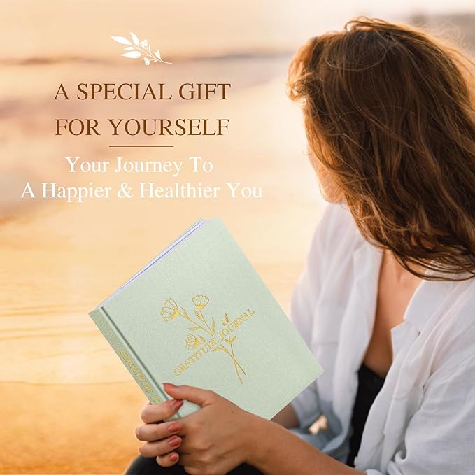 Lanpn Daily Gratitude Journal for Woman Men, 4 Month Mindfulness & Affirmation Planner, 7.8"x9.2" The 5 Minute Grateful Diary, Guided Reflection with Positivity Prompts Undated Notebook, Sage Green