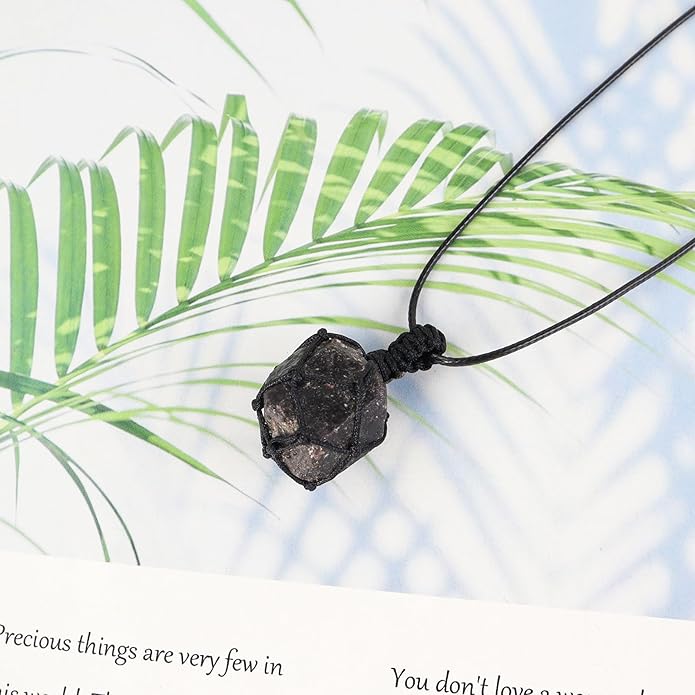 Handmade Natural Gemstone Crystal Pendant Necklace Stone Holder Necklace Cord Net Necklace with Adjustable Length for Women Men