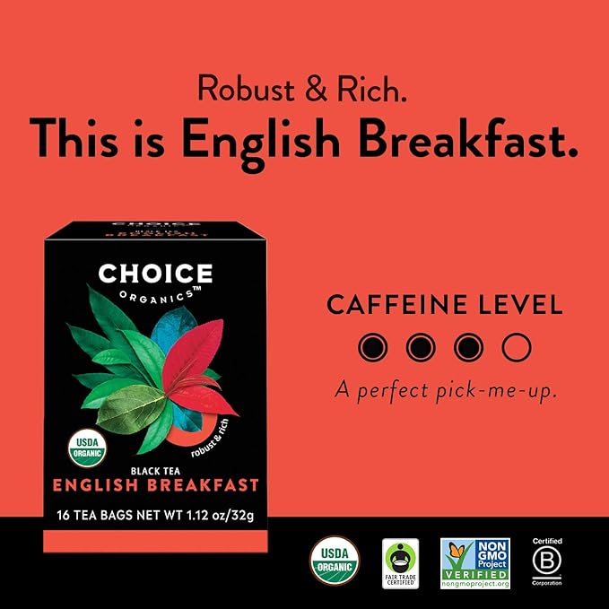 Choice Organic Teas Black Tea Variety Pack Sampler - Includes English Breakfast, Earl Grey, and Cocoa Mint Puerh Teas - Fair Trade - Compostable - 48 Organic Black Tea Bags (Pack of 3)